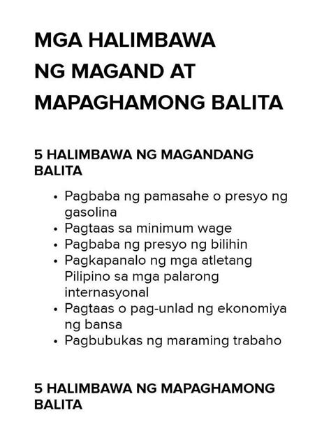 halimbawa ng balita sa filipino|Magagandang balita .